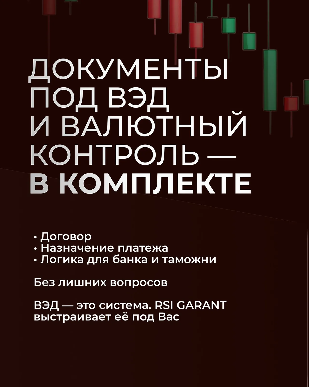 Постер RSI GARANT о документах под ВЭД и валютный контроль для банков и таможни